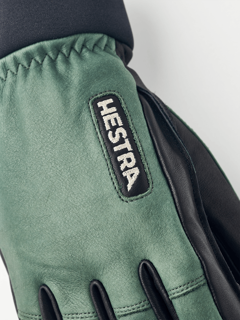 Green goat leather and cow hide ski glove with black palm  (4 of 6)
