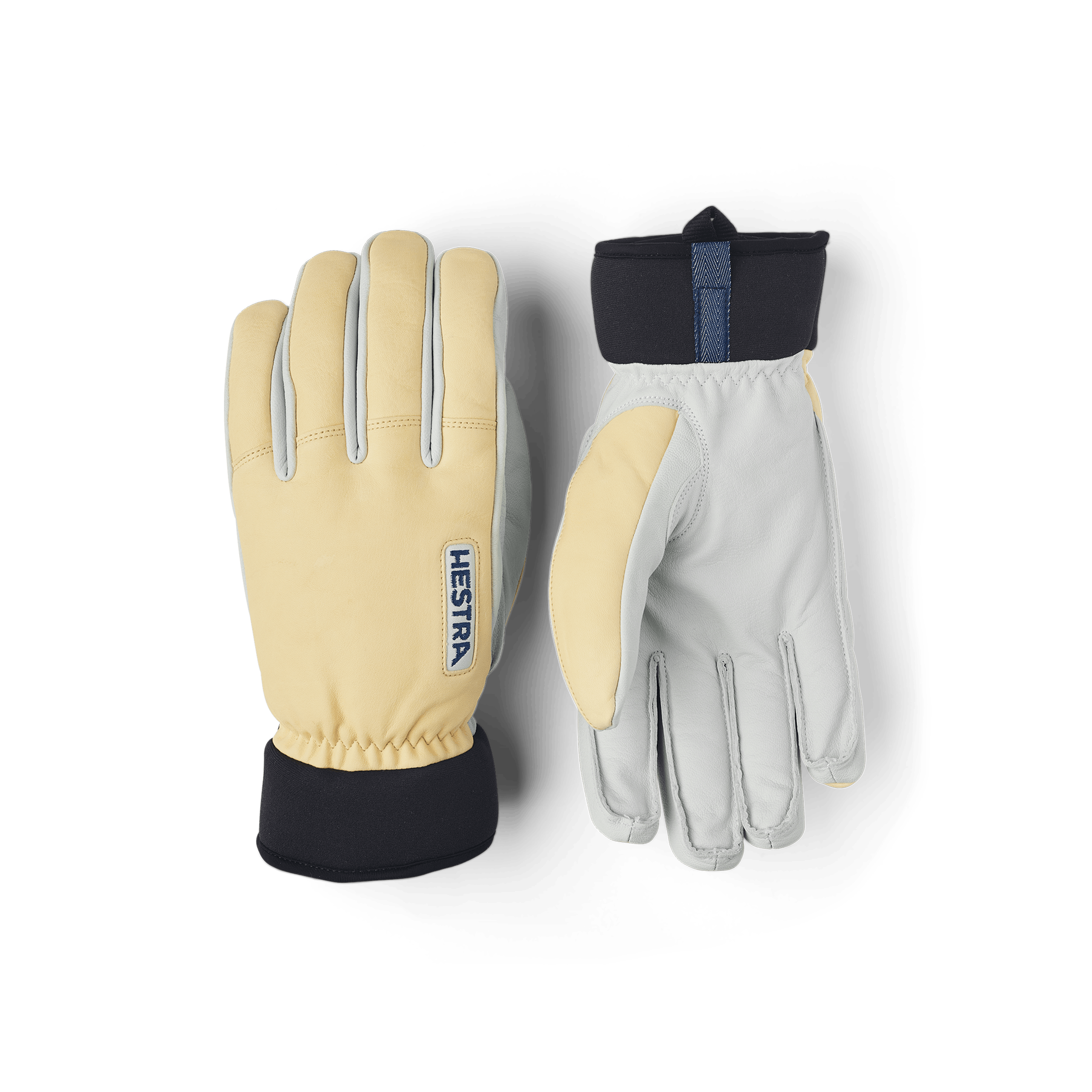 Light yellow goat leather and cow hide ski glove with white palm  (1 of 5)