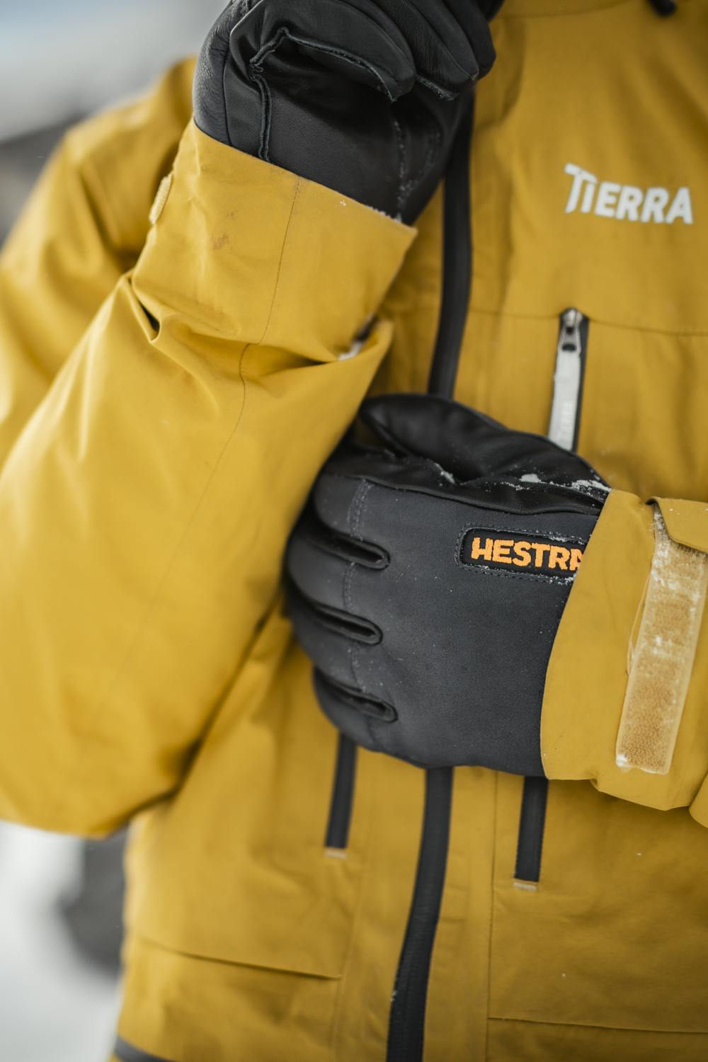 Dark gray goat leather and cow hide ski glove with black palm (4 of 8)