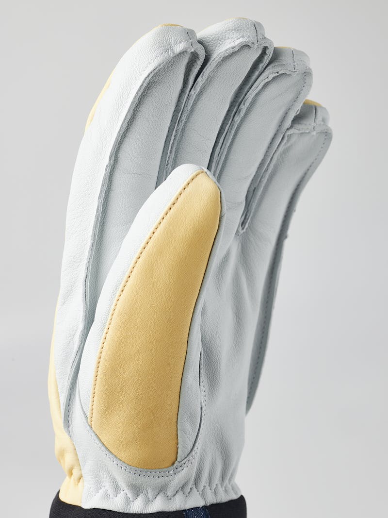 Light yellow goat leather and cow hide ski glove with white palm  (5 of 5)