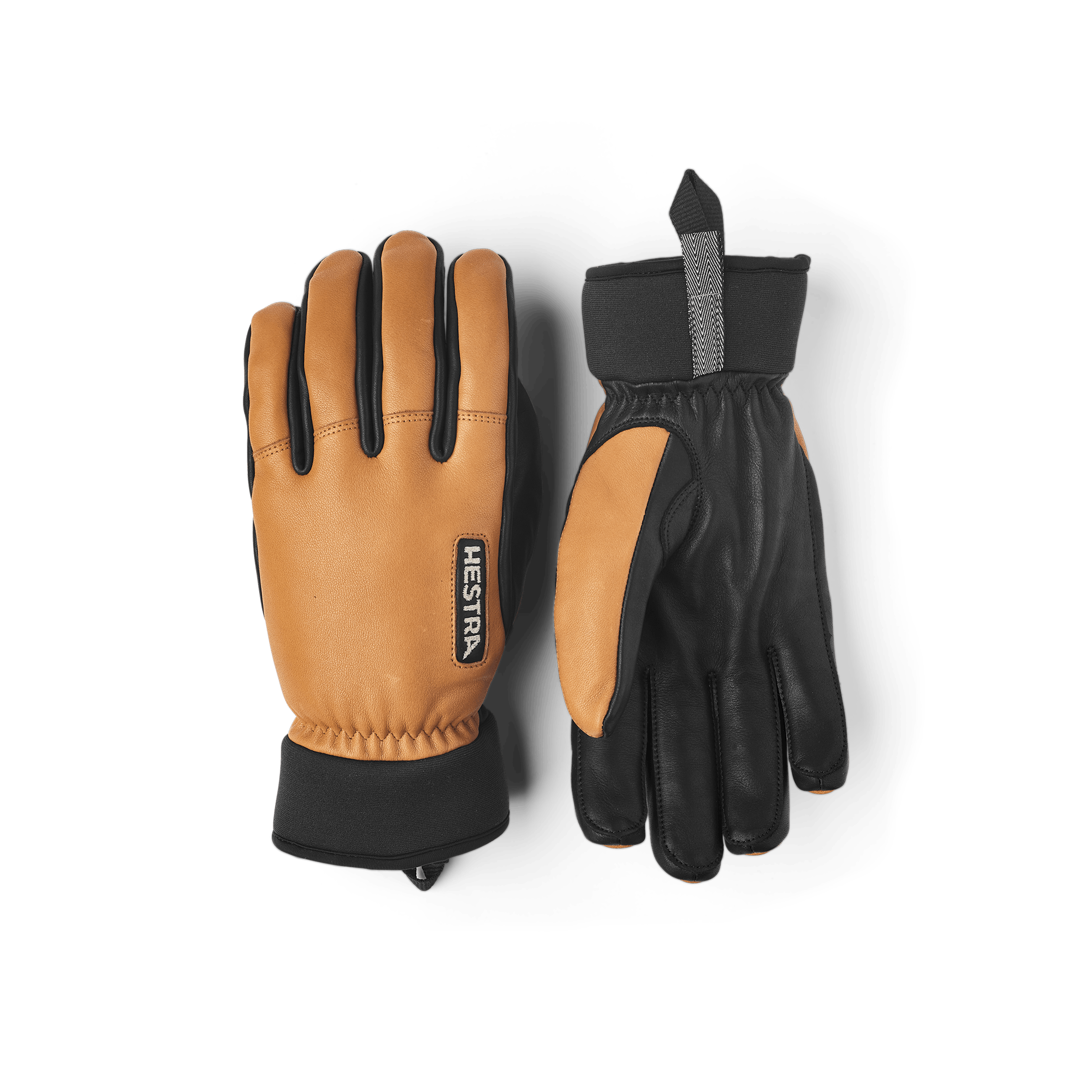 Hellbrauner Skihandschuh aus Ziegenleder und Rindsleder mit schwarzer Innenhand (1 oder 6)