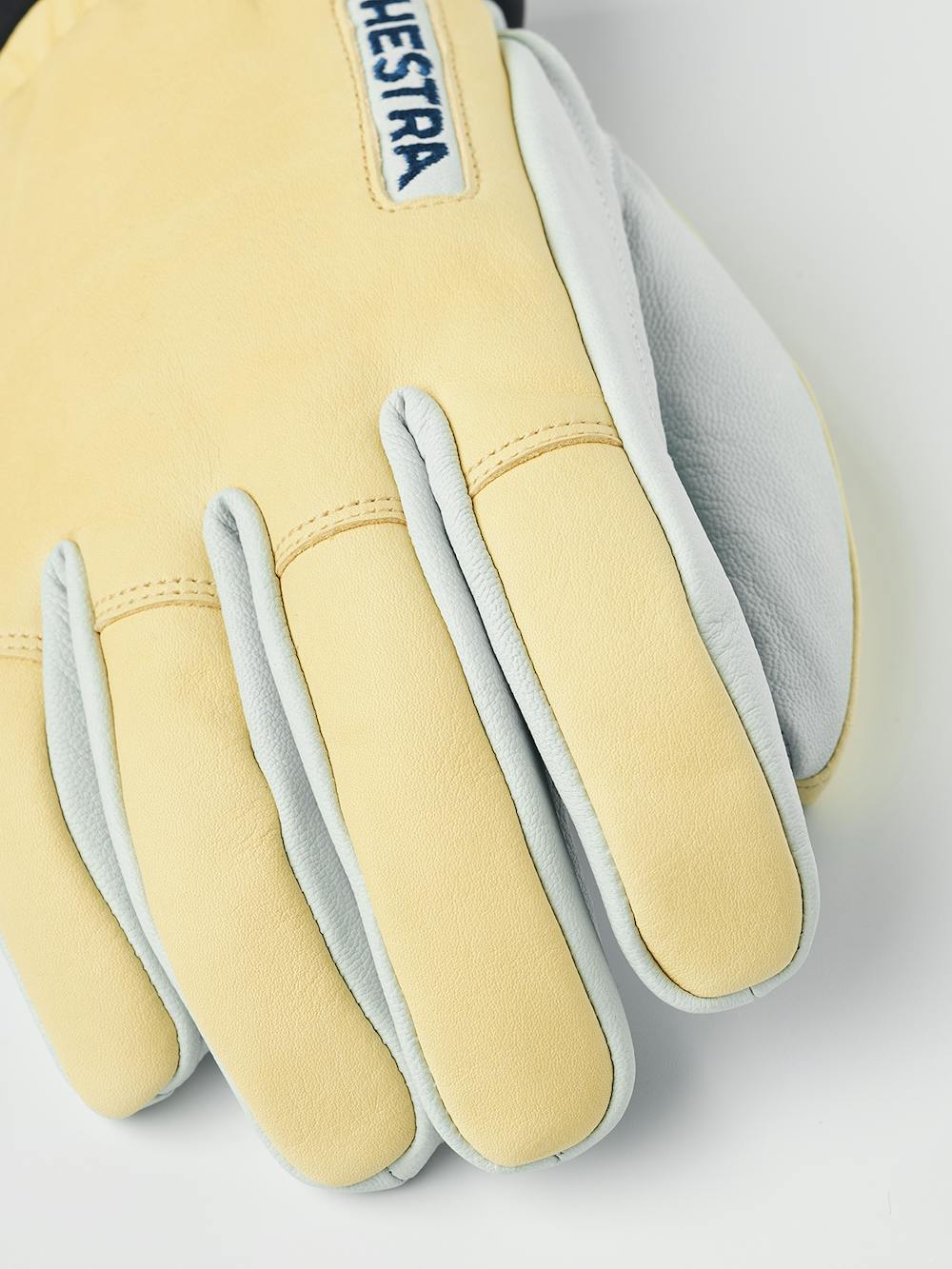 Light yellow goat leather and cow hide ski glove with white palm (4 of 5)