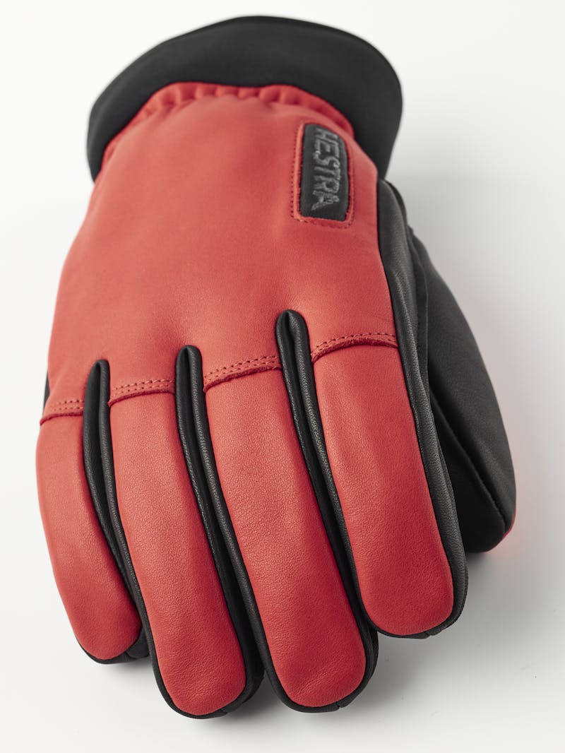 Army Leather Wool Terry 5-finger i färgen Flamröd (5 av 6)