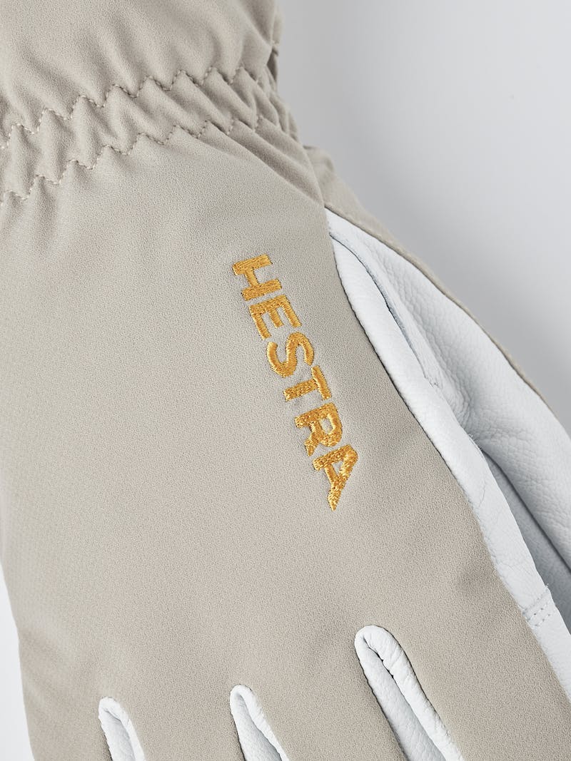 Beige ski glove with white goat leather palm (5 of 9)