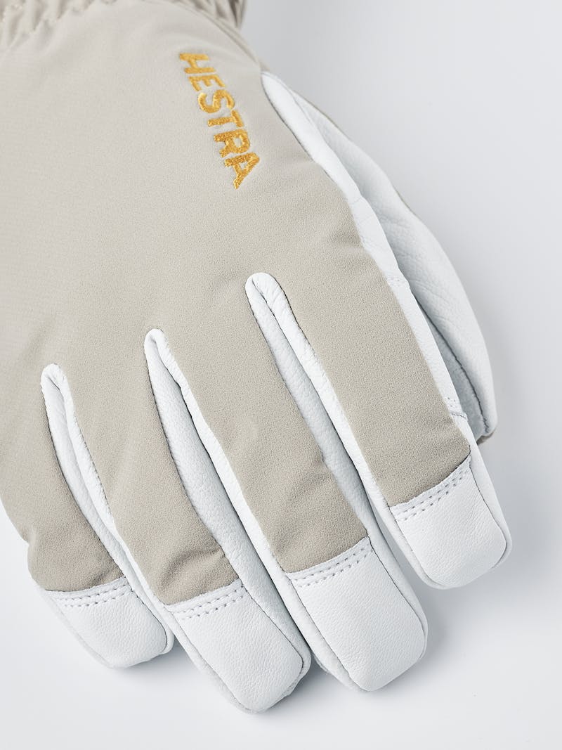 Beige ski glove with white goat leather palm (6 of 9)