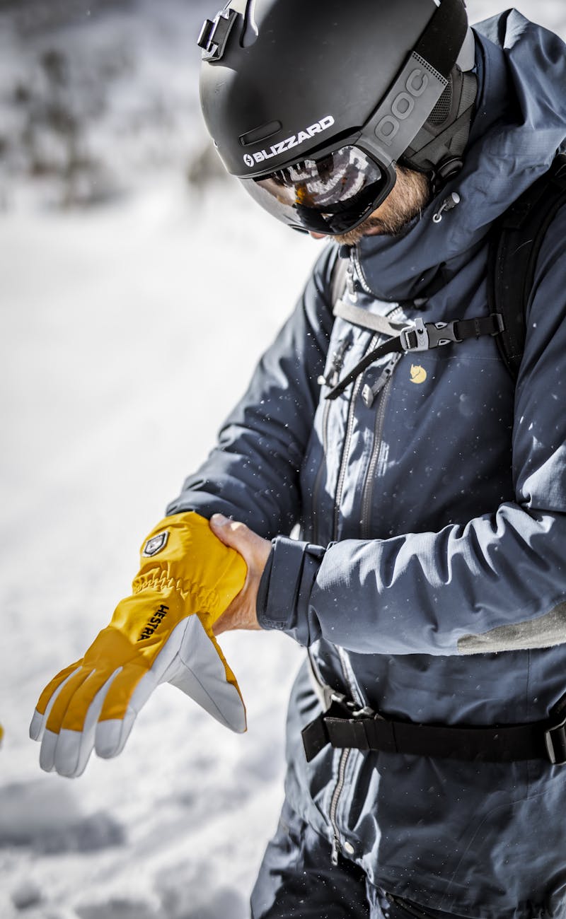 Orange ski glove with white goat leather palm (2 of 10)