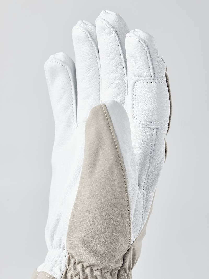 Beige ski glove with white goat leather palm (7 of 9)
