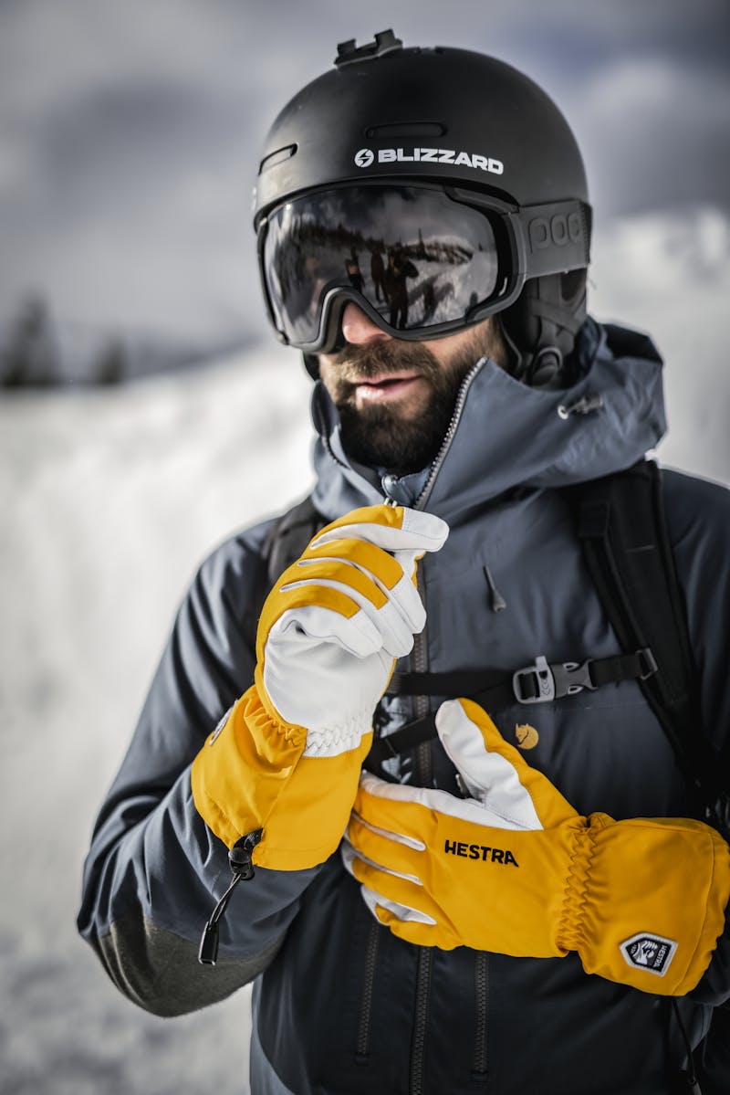 Orange ski glove with white goat leather palm (10 of 10)