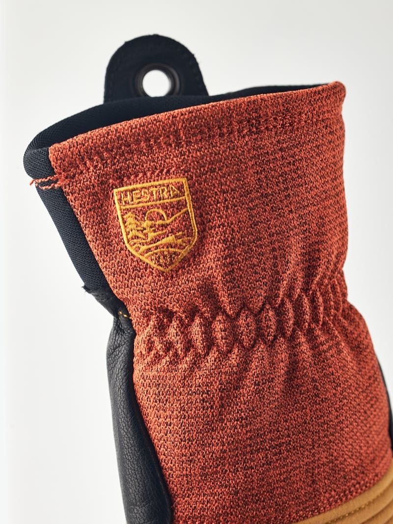 Brick red cow hide ski glove with black goat leather palm (5 of 7)
