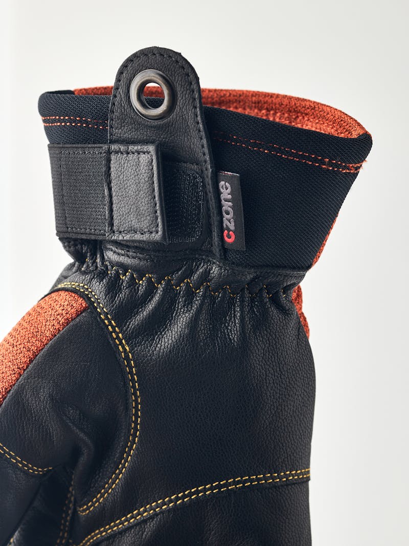 Brick red cow hide ski glove with black goat leather palm (6 of 7)