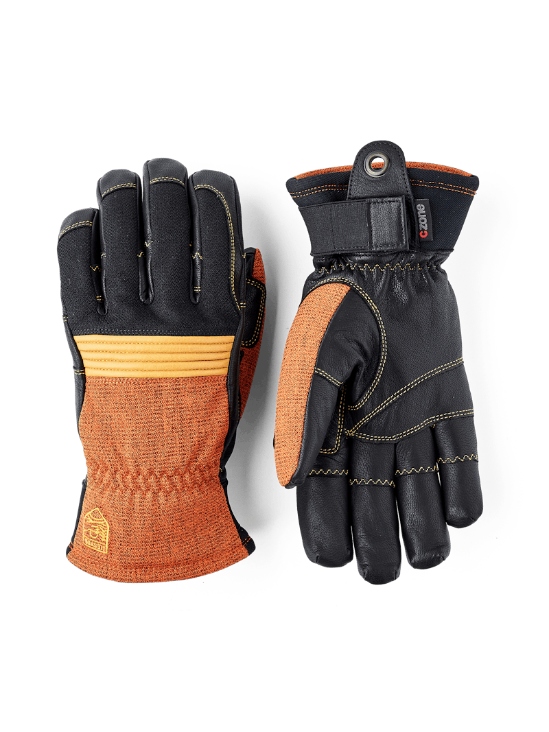 Brick red cow hide ski glove with black goat leather palm (1 of 7)