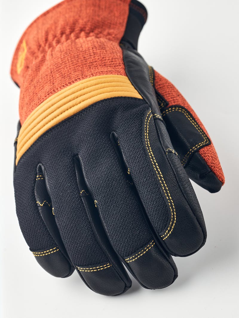 Brick red cow hide ski glove with black goat leather palm (4 of 7)
