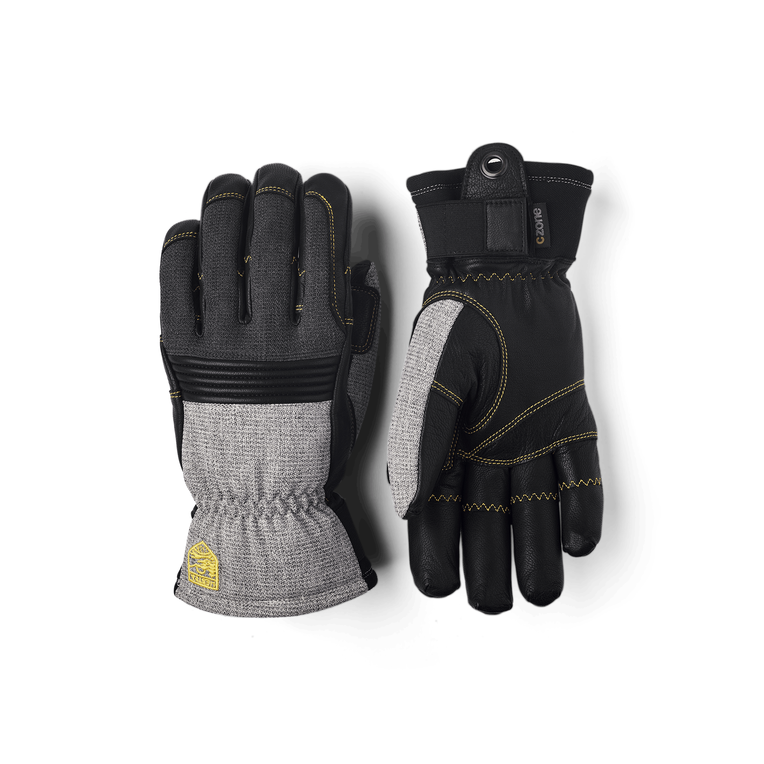 Gray cow hide ski glove with black goat leather palm (1 of 7)