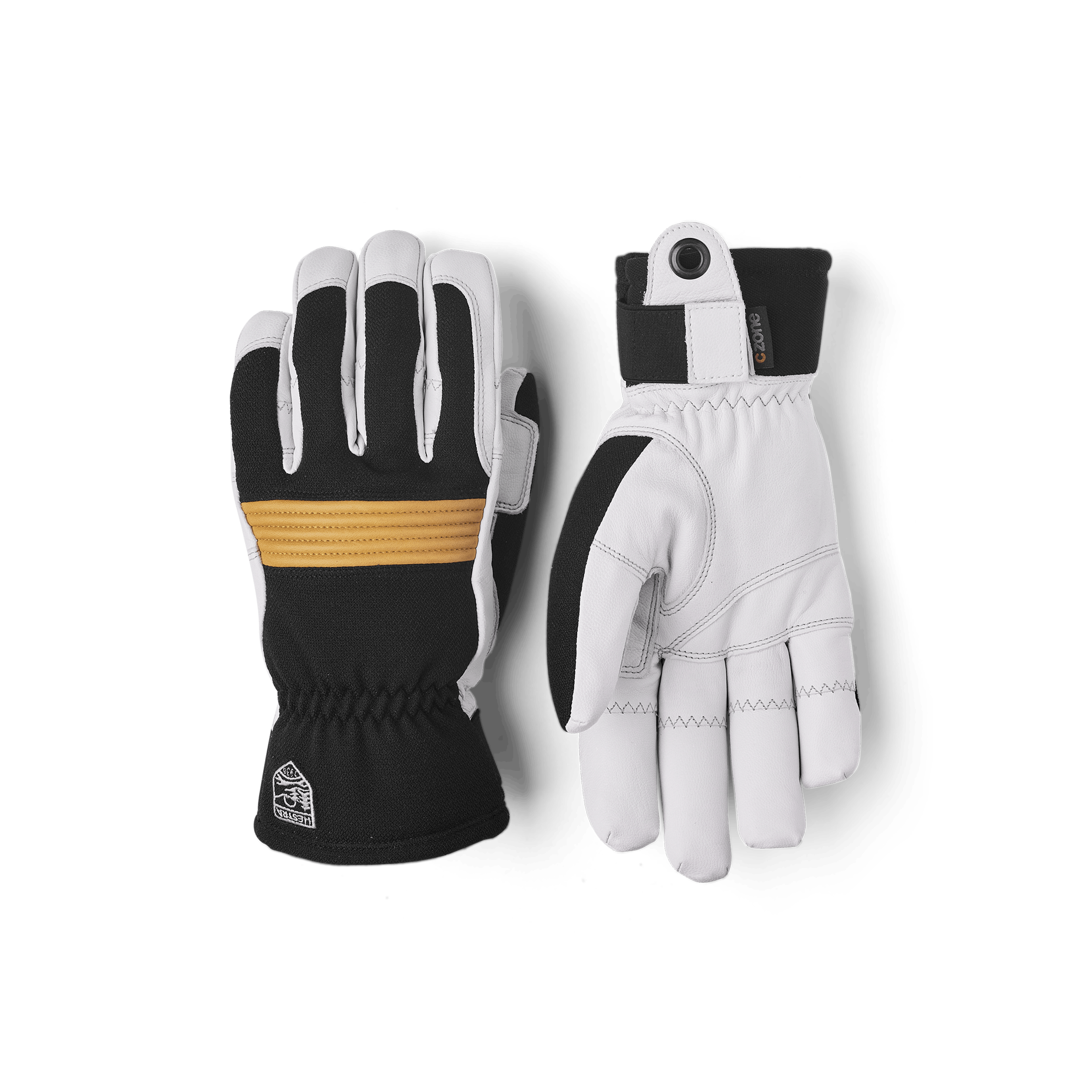 Black cow hide ski glove with white goat leather palm (1 of 5)