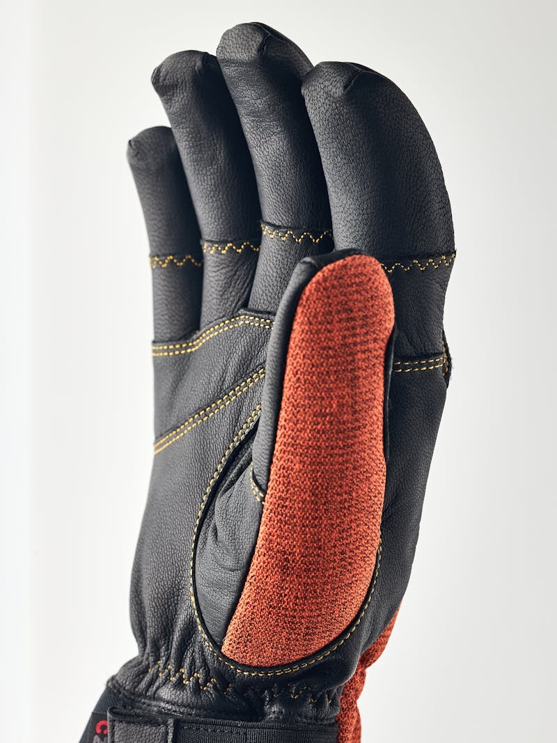 Brick red cow hide ski glove with black goat leather palm (3 of 7)