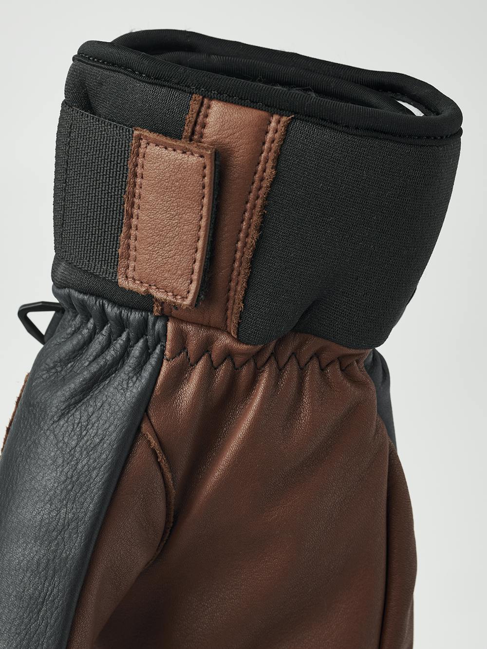 Dark blue cow hide three finger glove with brown leather palm (2 of 6)