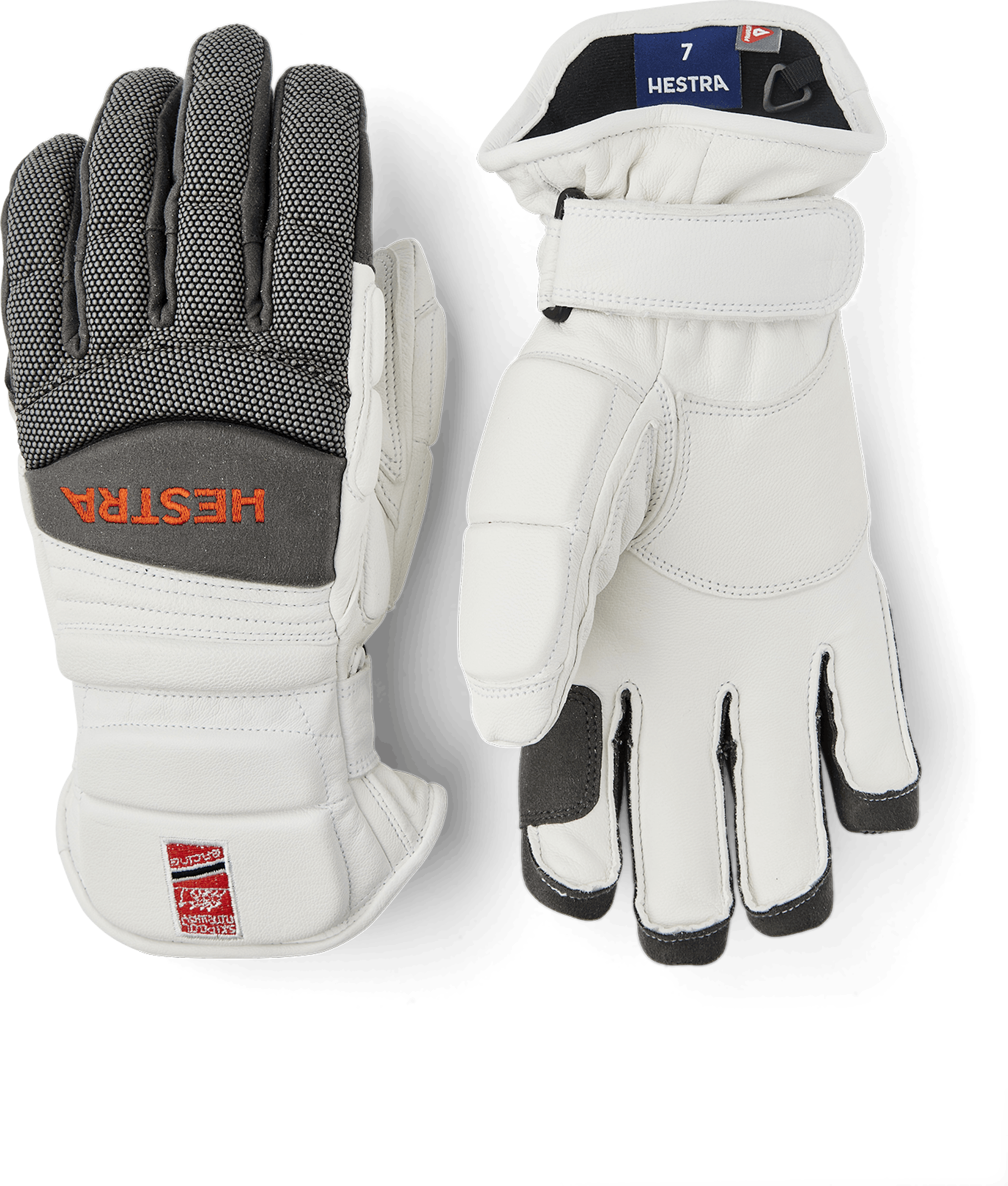 White and gray goat leather ski glove (1 of 5)