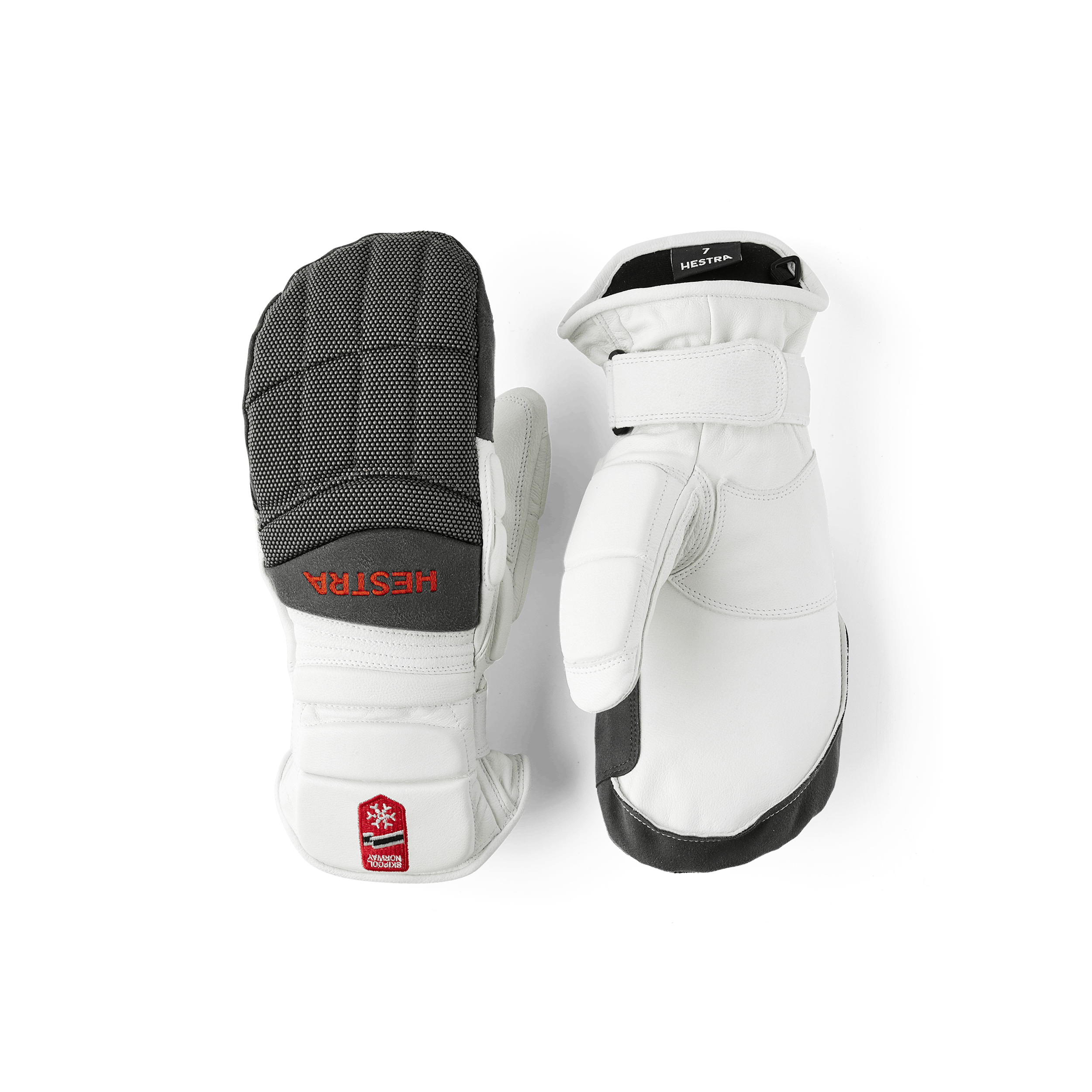 White and gray goat leather mitten (1 of 5)