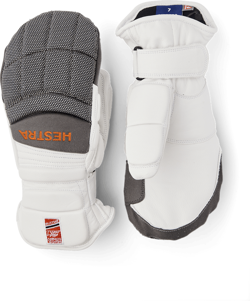 White and gray goat leather mitten (1 of 5)