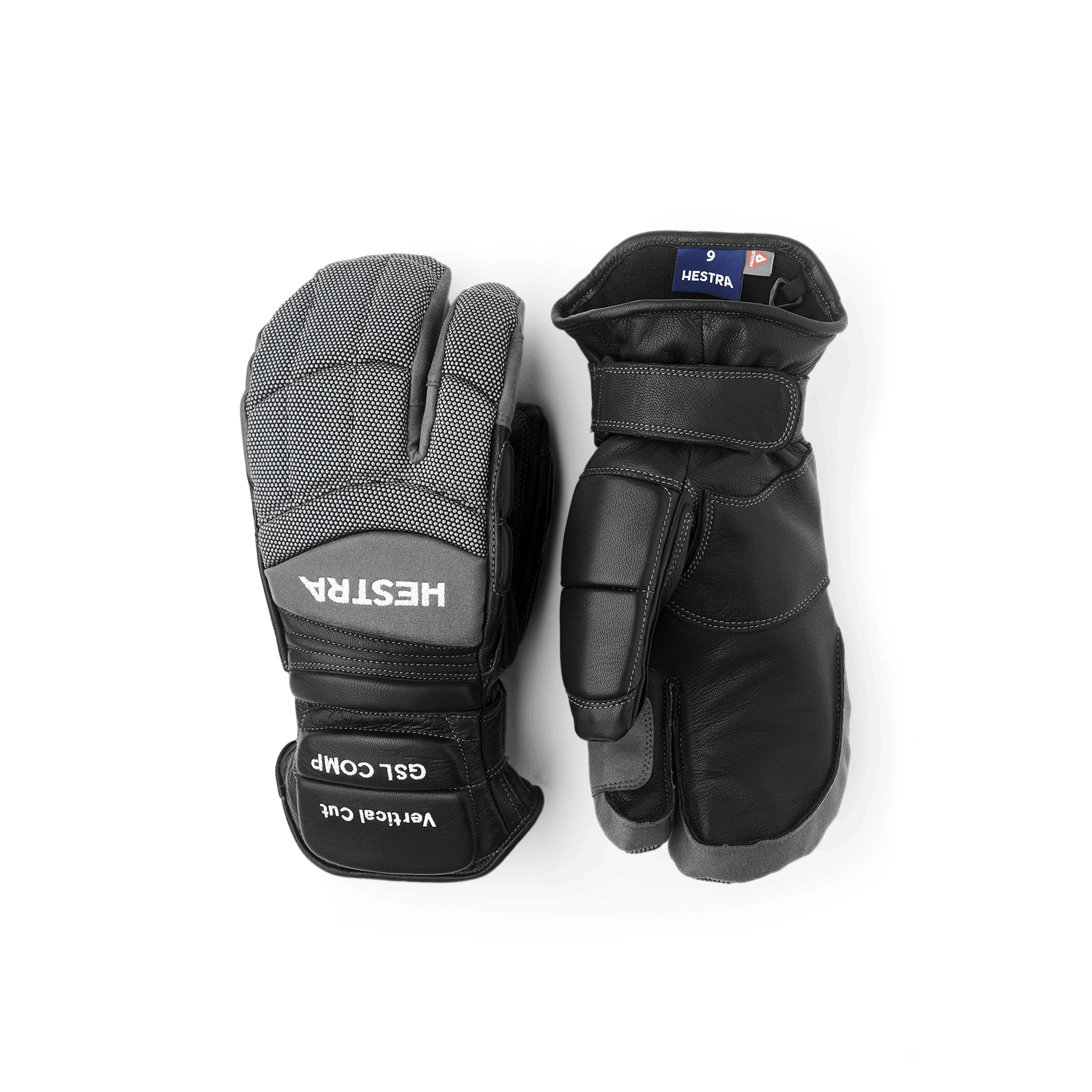 Schwarz-grauer Dreifingerhandschuh aus Ziegenleder (1 oder 5)