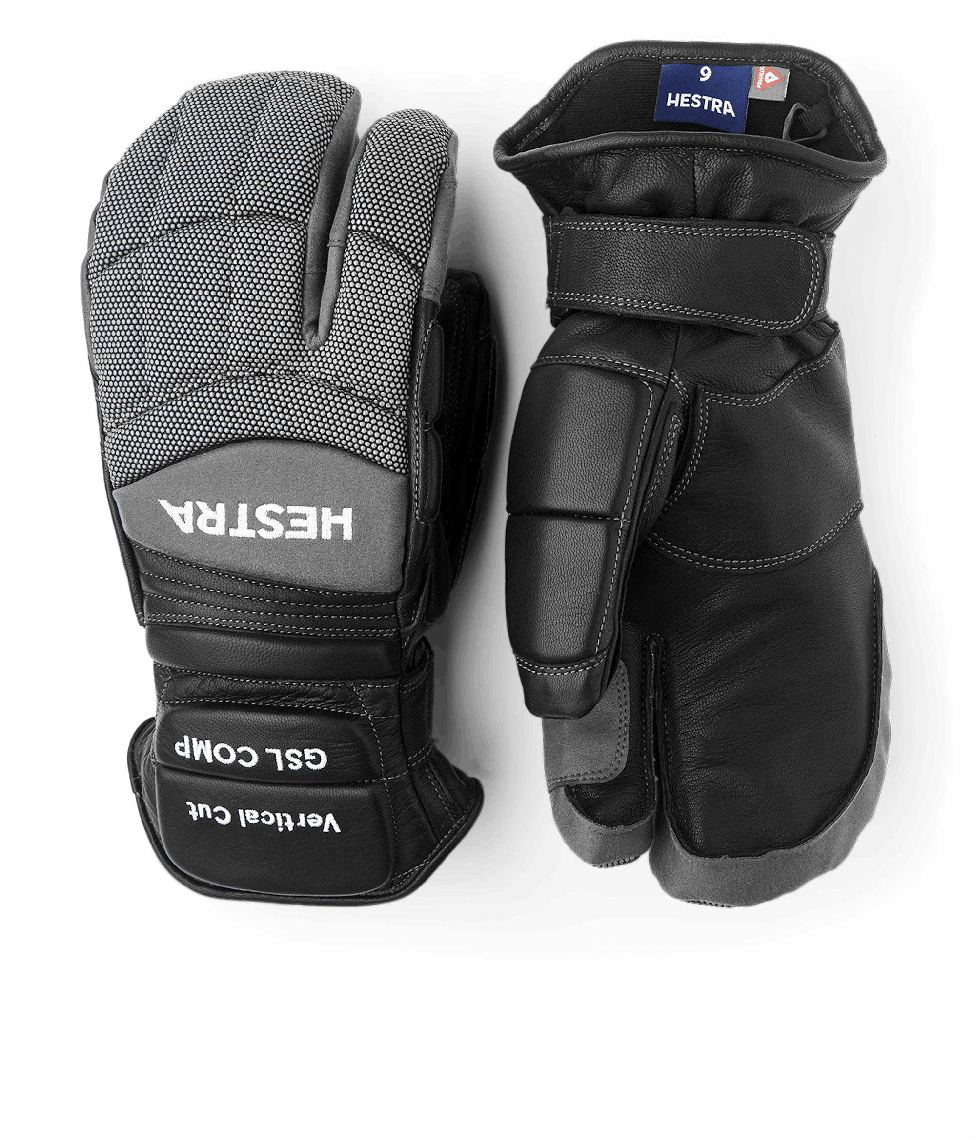 Black and gray goat leather three finger glove (1 of 5)
