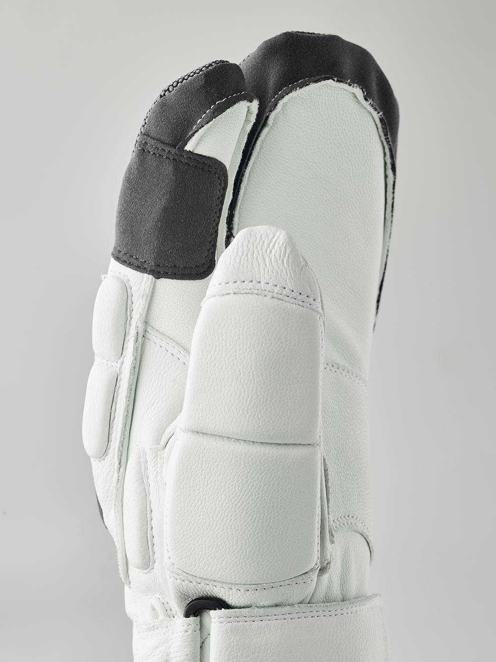 White and gray goat leather three finger glove (5 of 5)