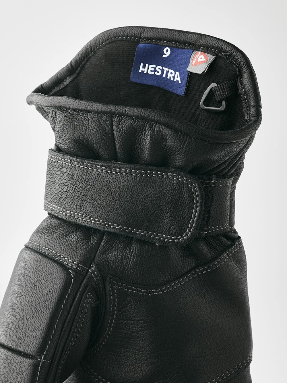 Black and gray goat leather three finger glove (3 of 5)