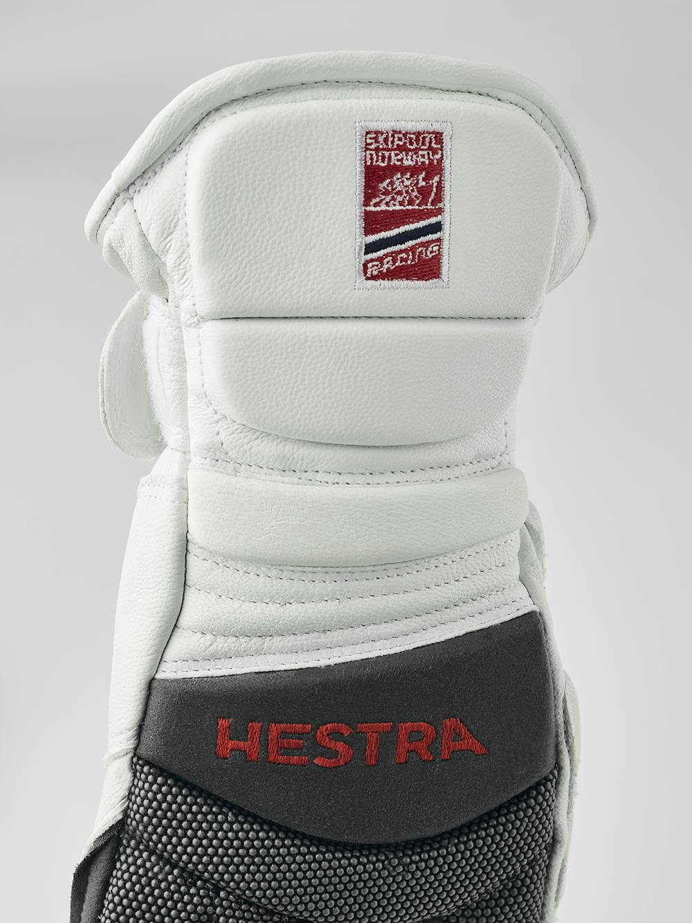 White and gray goat leather three finger glove (3 of 5)