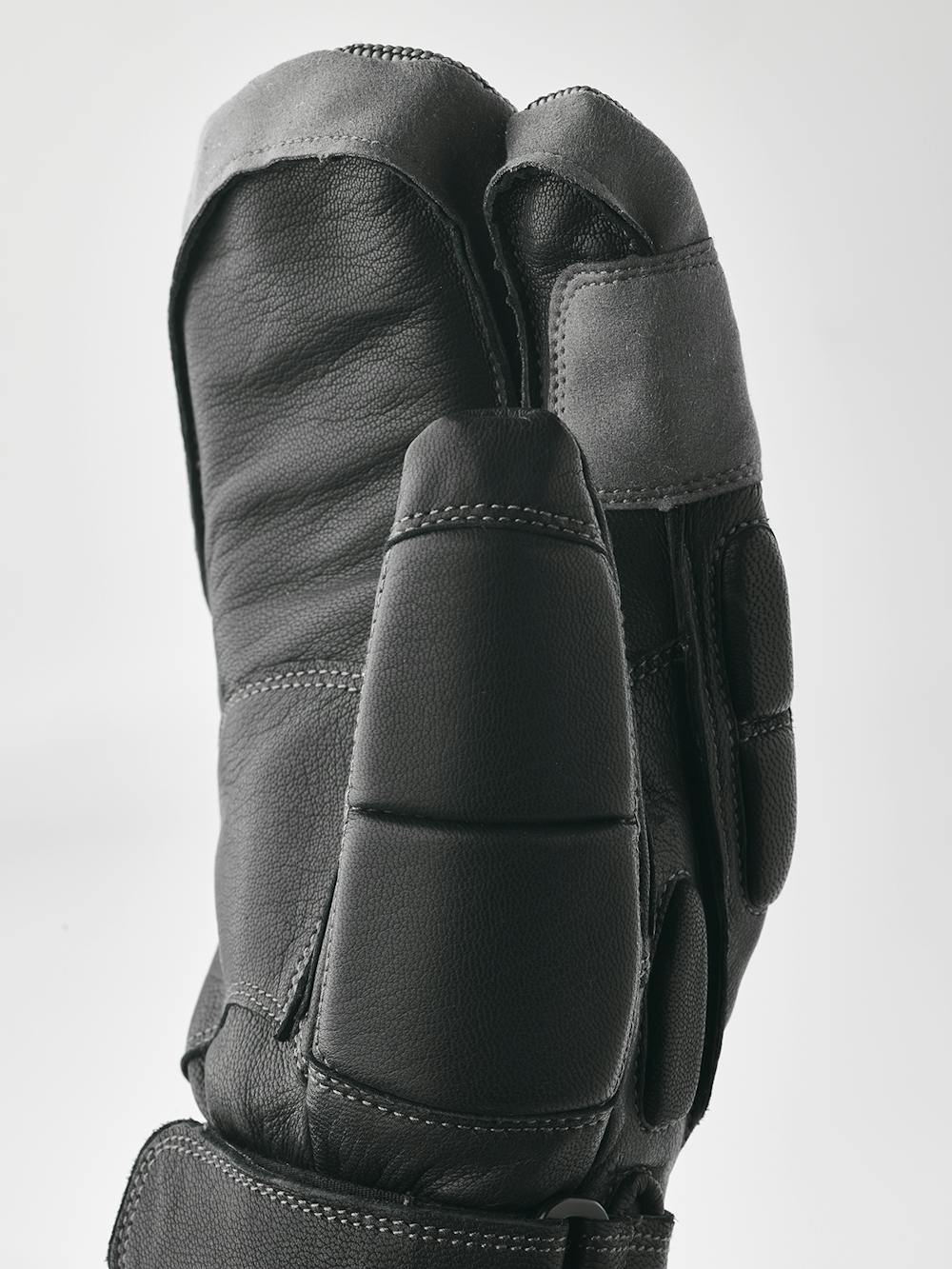 Black and gray goat leather three finger glove (4 of 5)
