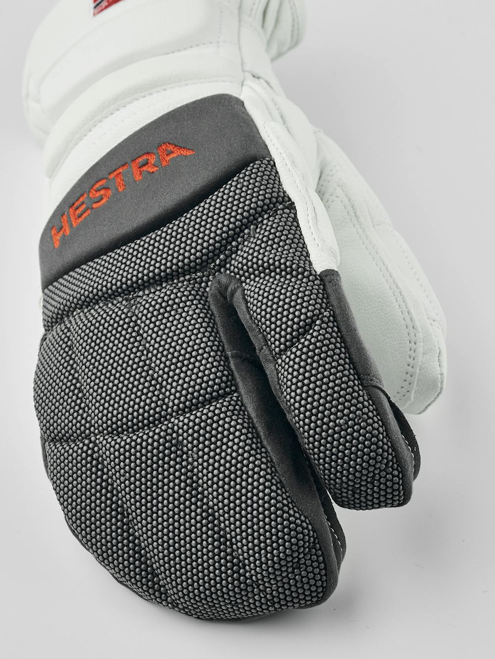 White and gray goat leather three finger glove (4 of 5)