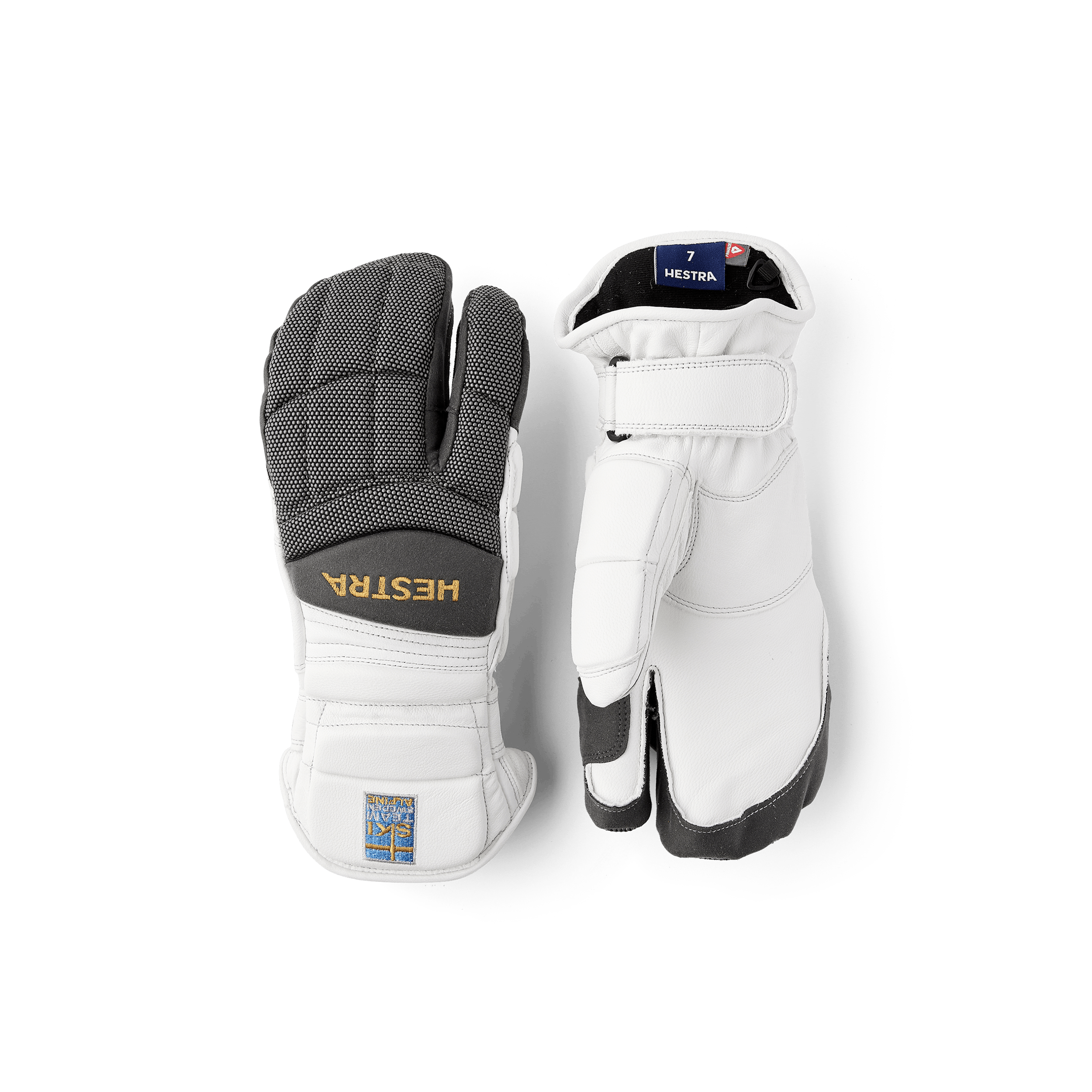 Weiß-grauer Dreifingerhandschuh aus Ziegenleder (1 oder 5)