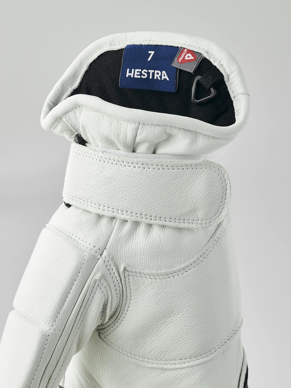 White and gray goat leather three finger glove (2 of 5)