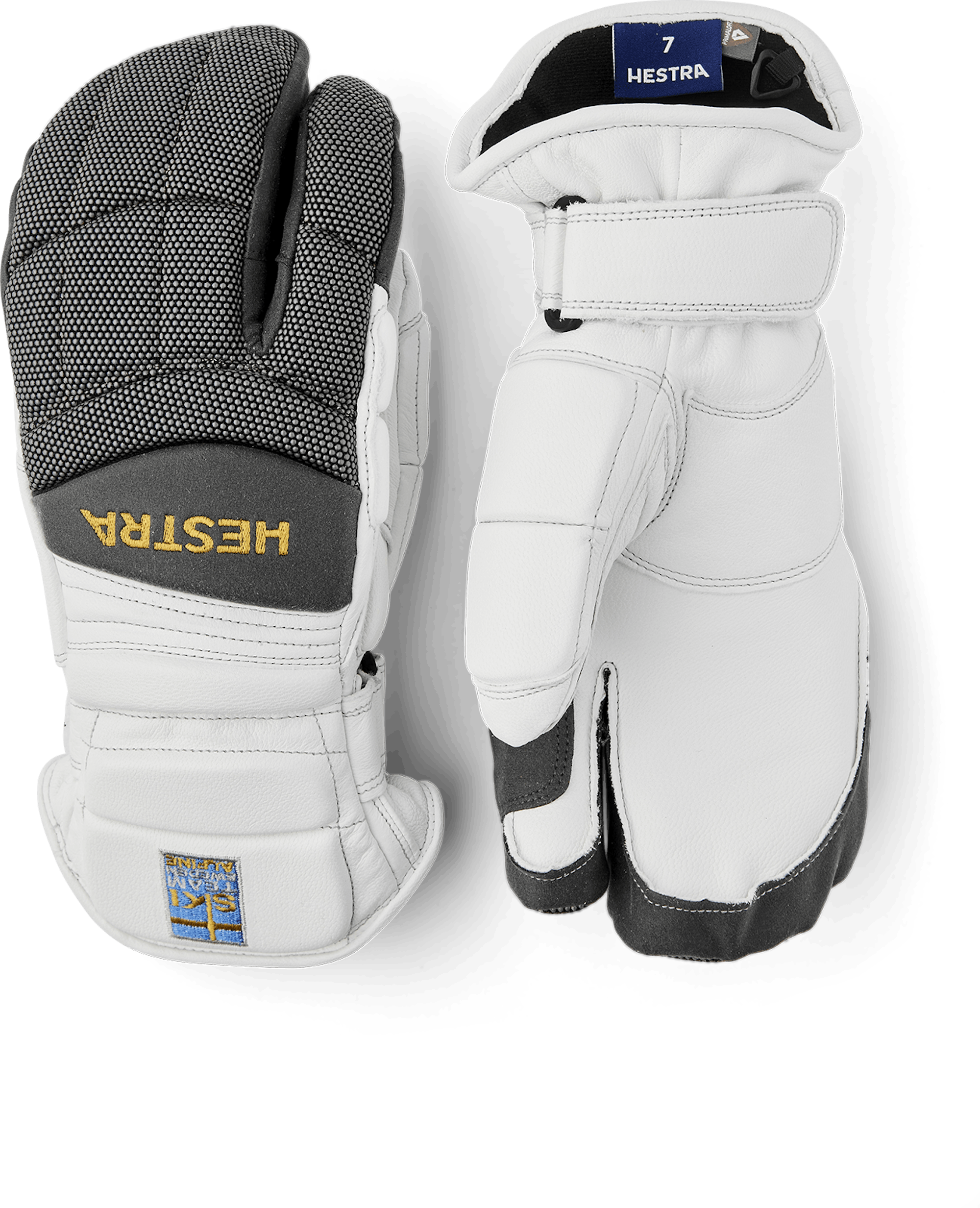 Vit och grå trefingershandske i getskinn
 (1 av 5)