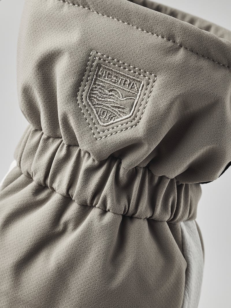 Beige fabric ski glove with white goat leather palm (6 of 6)