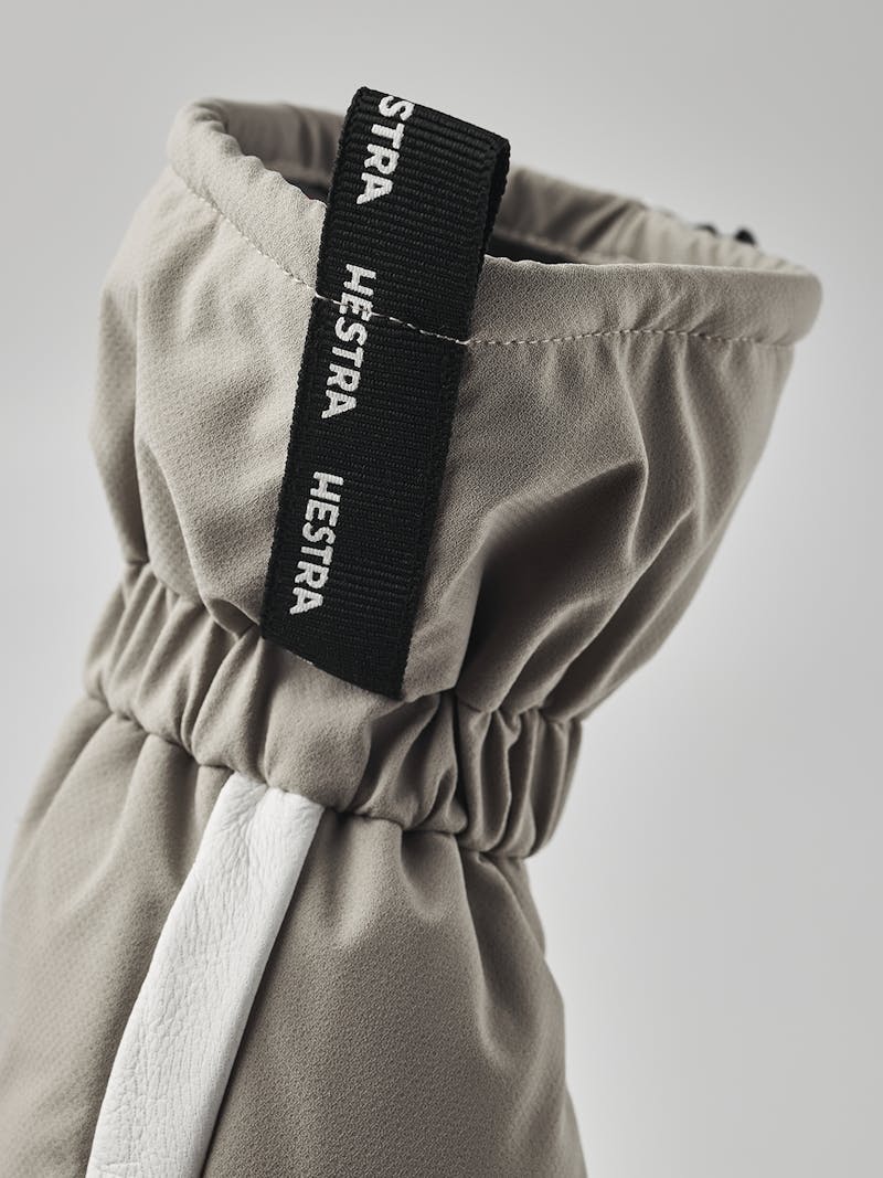 Beige fabric ski glove with white goat leather palm (5 of 6)