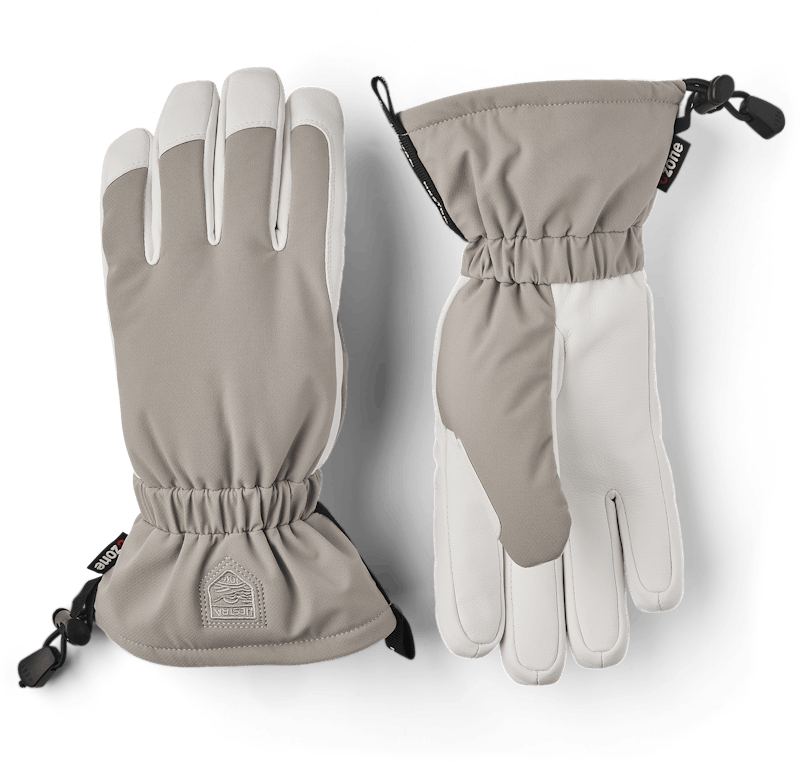 Beige fabric ski glove with white goat leather palm (1 of 6)