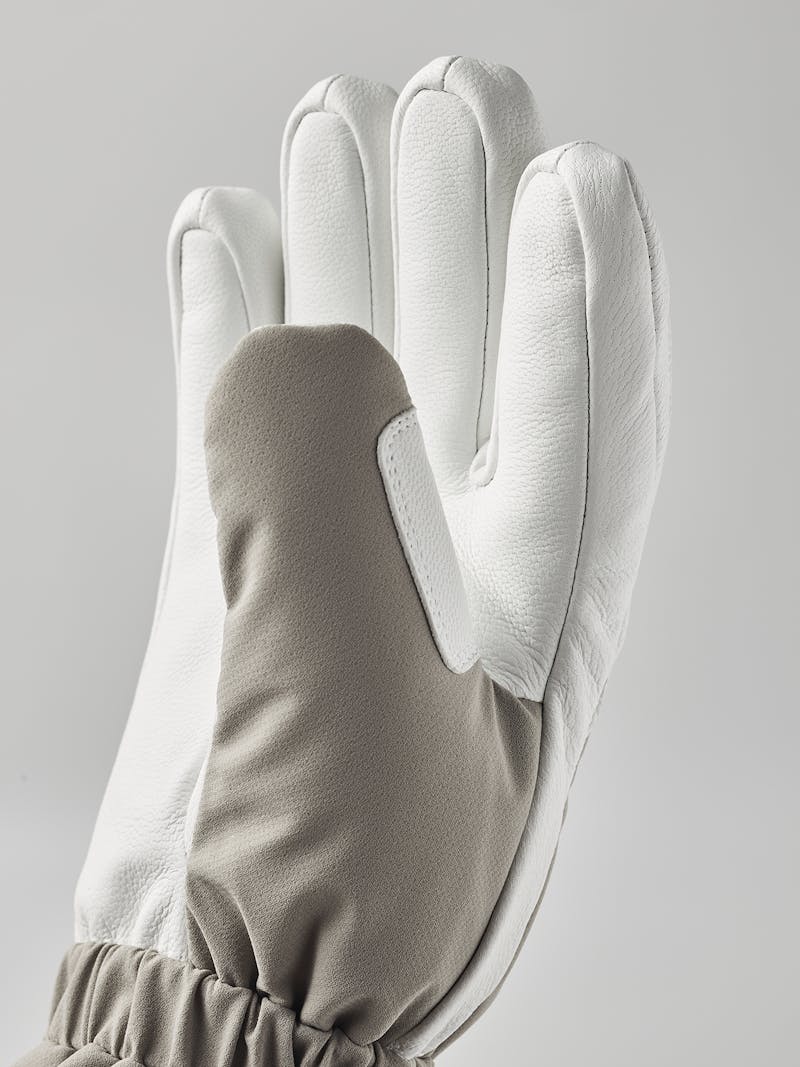 Beige fabric ski glove with white goat leather palm (4 of 6)