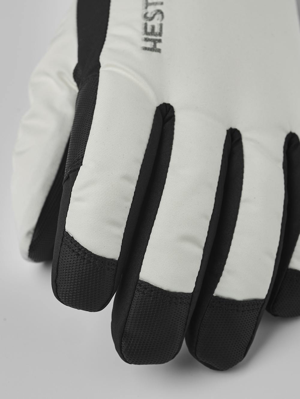 White fabric ski glove with black synthetic palm (2 of 6)