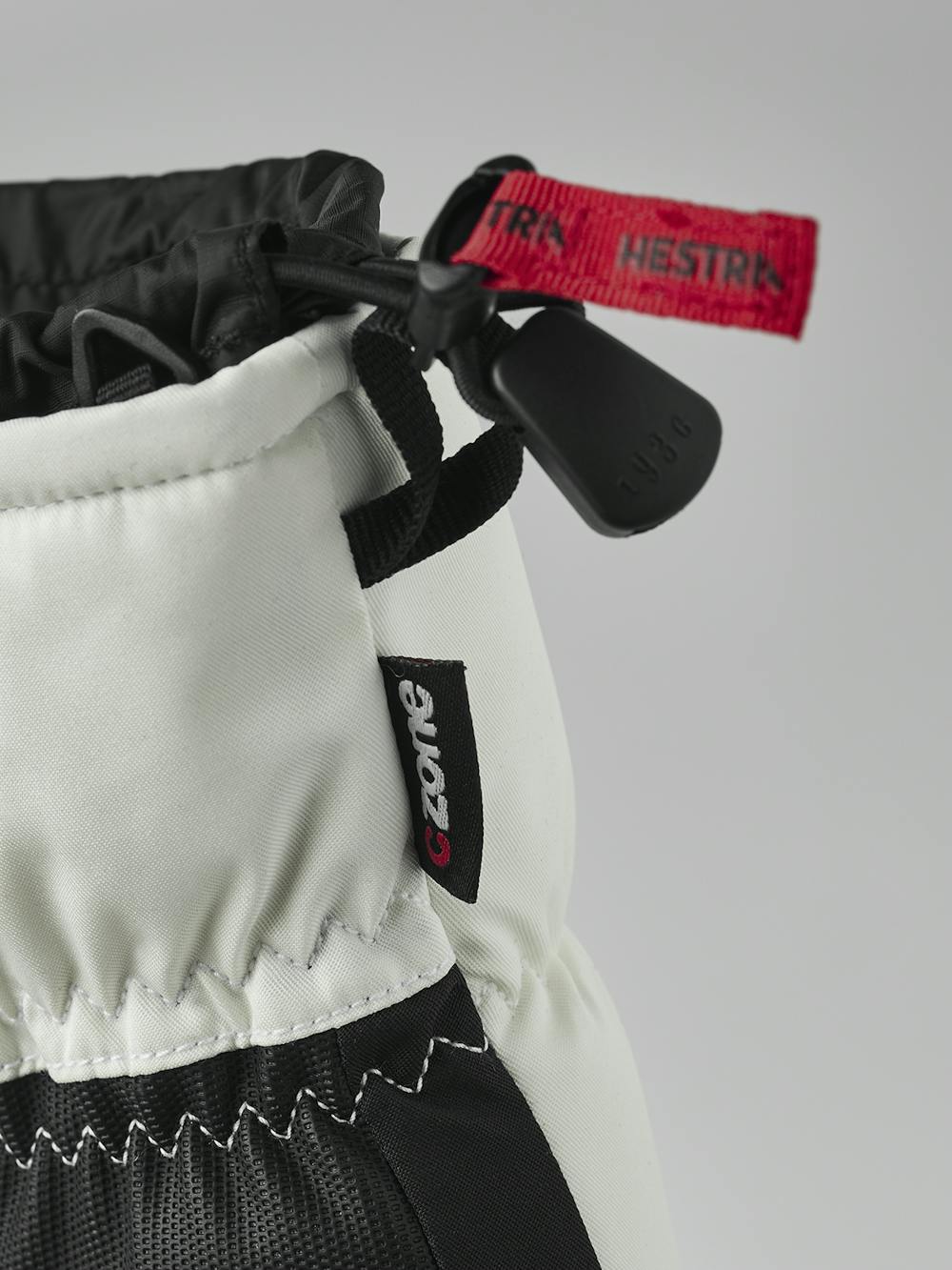 White fabric mitten with black synthetic palm (4 of 6)