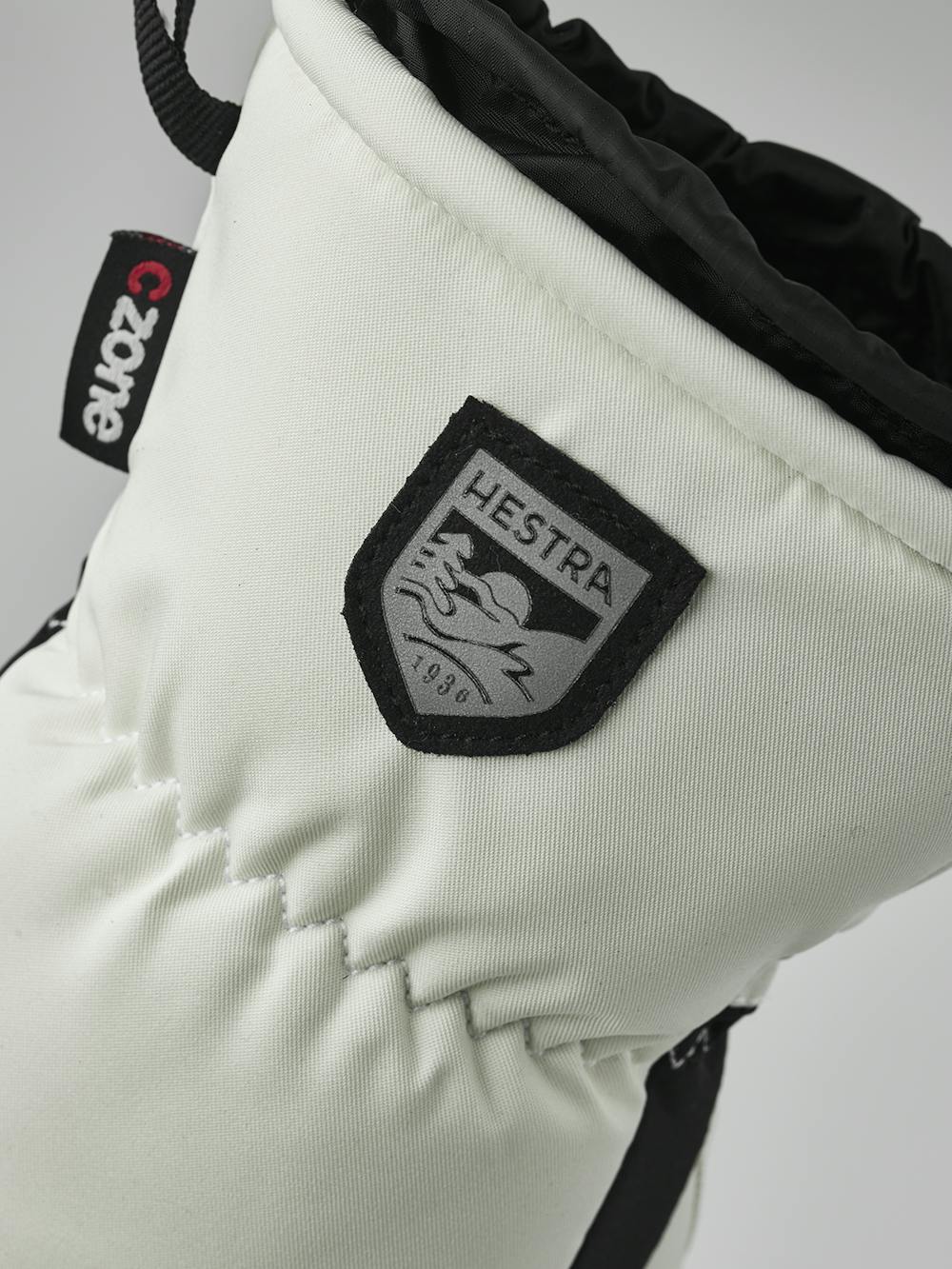 White fabric mitten with black synthetic palm (3 of 6)