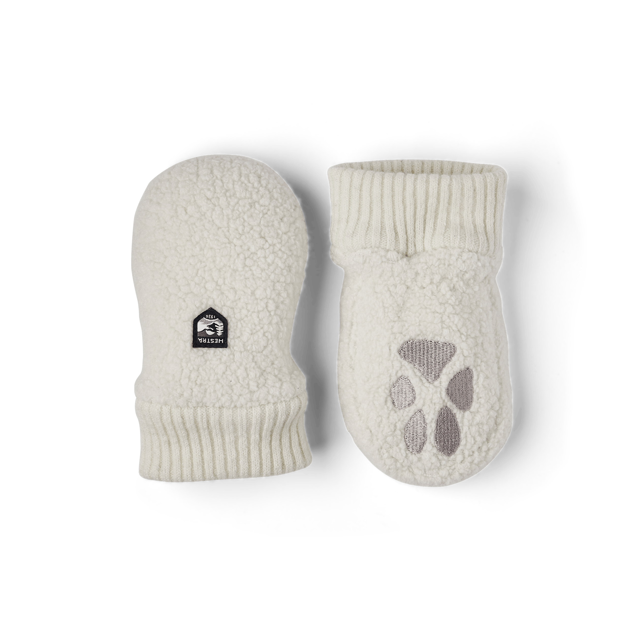 White mitten in teddy fleece (1 of 3)