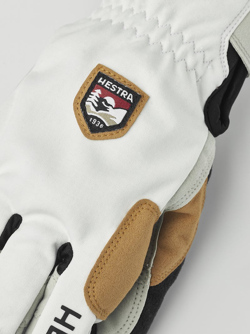 White fabric outdoor glove with gray synthetic suede palm  (5 of 5)