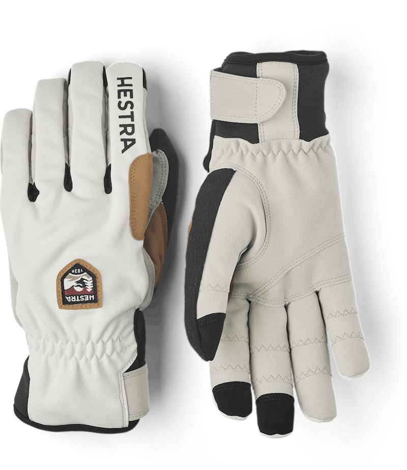 White fabric outdoor glove with gray synthetic suede palm  (1 of 5)