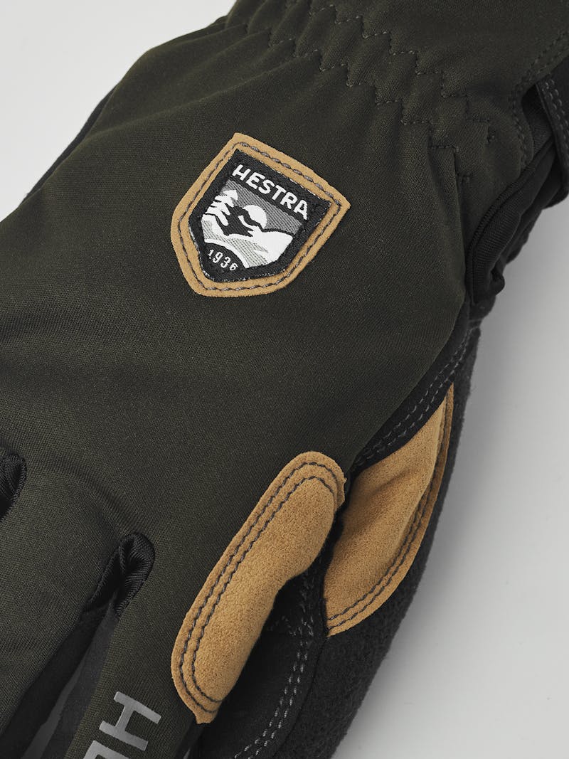 Dark green fabric outdoor glove with black synthetic suede palm (3 of 4)