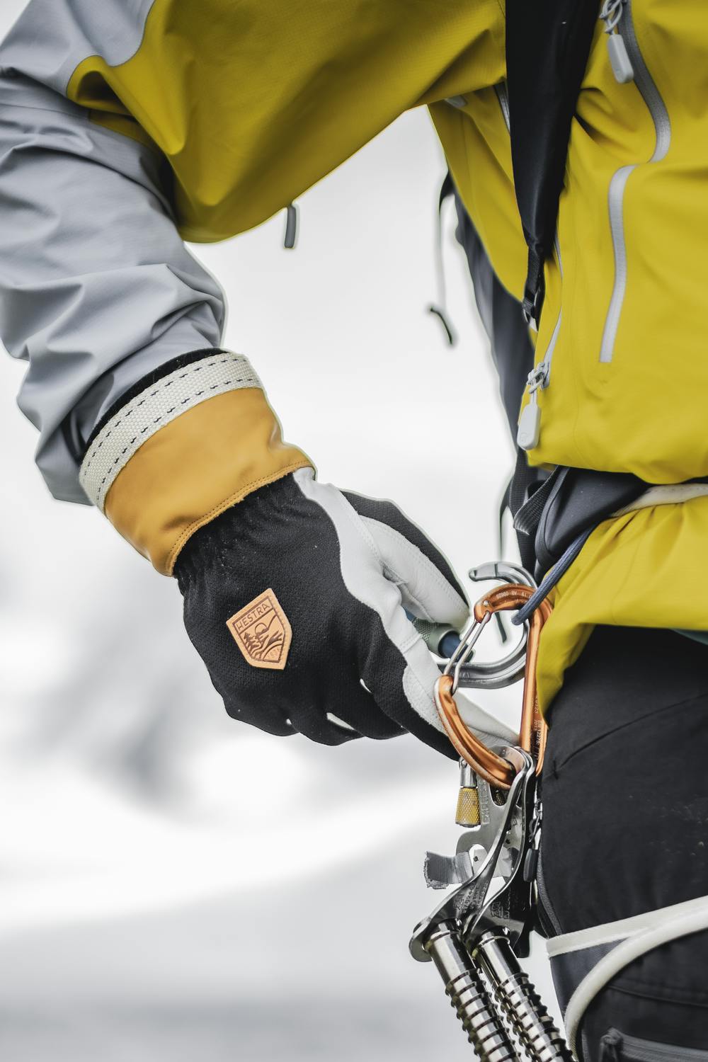 Black goat leather and cow hide climbing glove with white palm (10 of 10)