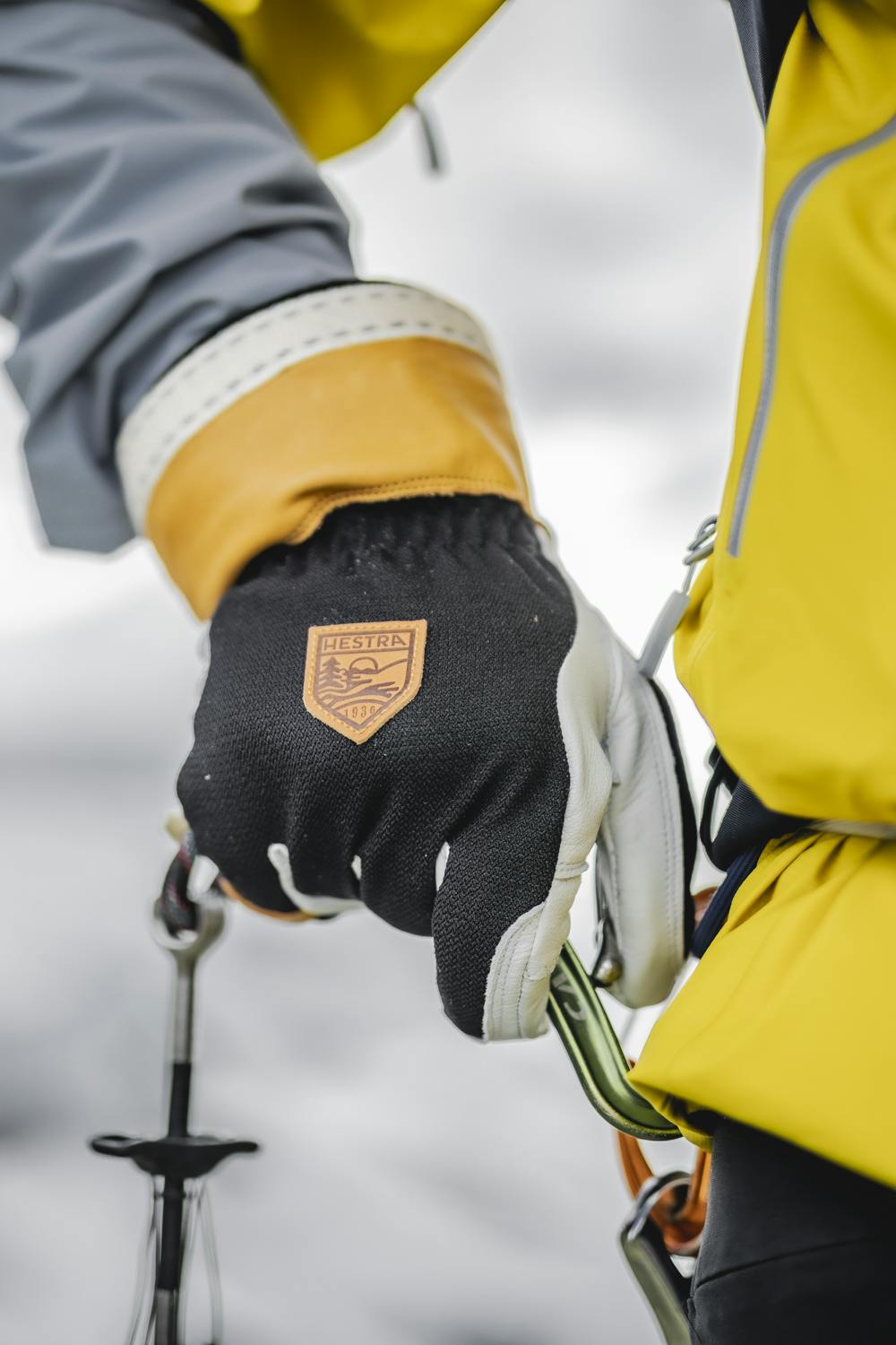 Black goat leather and cow hide climbing glove with white palm (2 of 10)