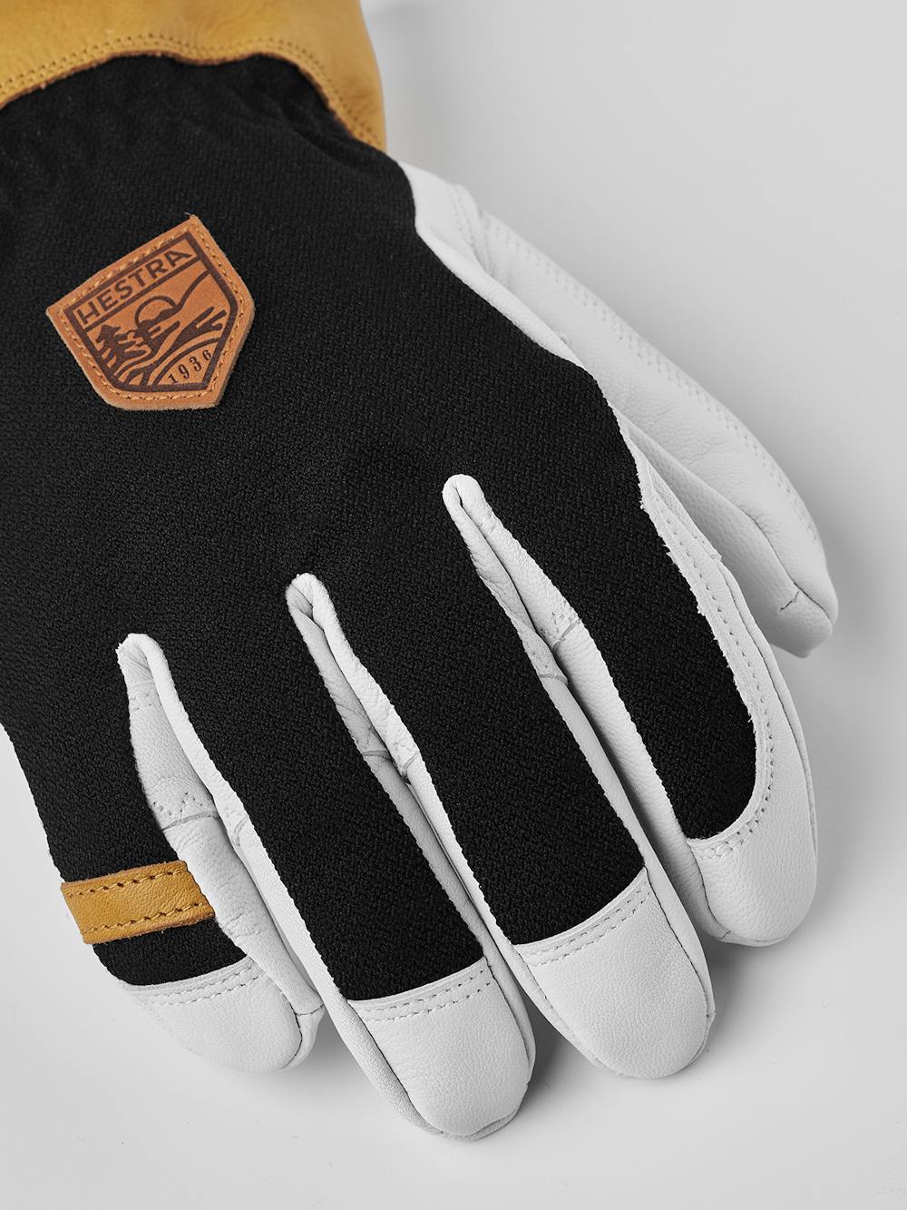 Black goat leather and cow hide climbing glove with white palm (6 of 10)