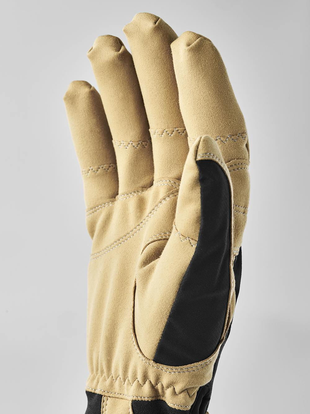 Black fabric climbing glove with light brown synthetic suede palm (5 of 7)