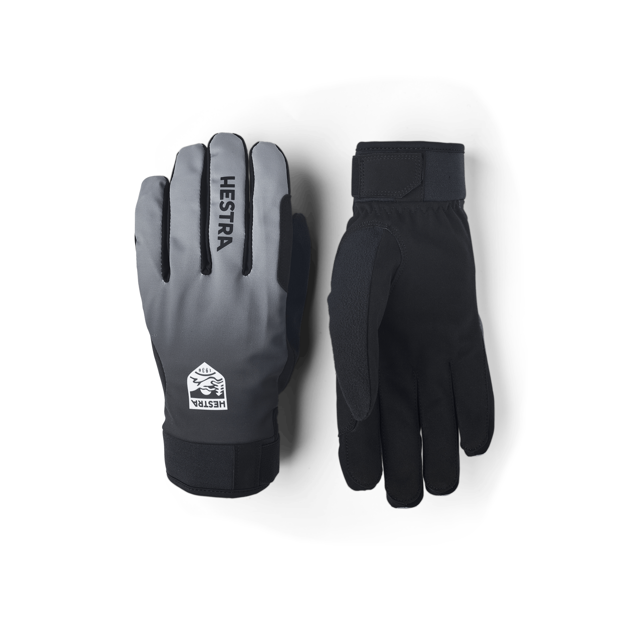 Dark gray fabric cross-country ski glove with gray synthetic suede palm  (1 of 5)