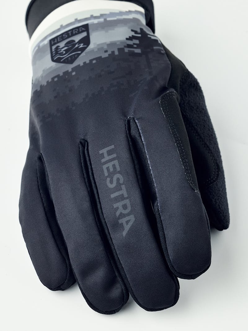 Dark gray fabric cross-country ski glove with black synthetic suede palm (4 of 5)